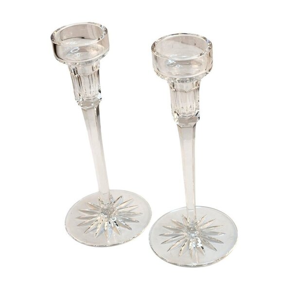 Crystal Candlestick Holders Rogaska Richmond 8" tall Set of 2 - Picture 6 of 12